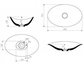 Раковина для ванної Marmorin Kiara 50х32,2 см литий камінь білий P 663 050 020 010