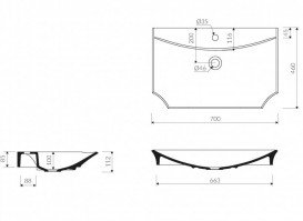 Раковина для ванної Marmorin La Donna 70х46 см литий камінь білий 565 070 020 xx x