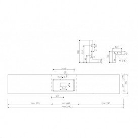 Раковина для ванної Marmorin Lira регульована від 60 до 250 см литий камінь білий 640 REG 0xx xx x