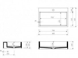 Раковина для ванної Marmorin Modico 80х43 см литий камінь білий 350 080 020 xx x