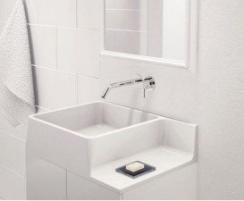 Раковина для ванной Marmorin Thin 55х40 см с полкой литой камень белый 632 055 720 хх х