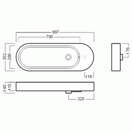 Раковина для ванної без отворів 100х35 см Hatria AREA Y0W101