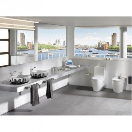 Раковина-чаша для ванной накладная Roca Urban 40х40 см с внешним декором London керамика белая A32765L00U