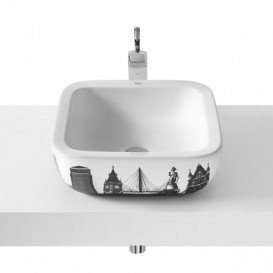 Раковина-чаша для ванной накладная Roca Urban 40х40 см с внешним декором London керамика белая A32765L00U