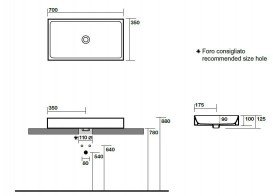 Раковина-чаша для ванной прямоугольная Kerasan Cento накладная 70х35 см белая 355601