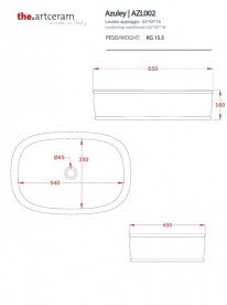 Раковина для ванної ArtCeram Azuley накладна 65х45 см чорний глянсовий AZL002 03; 00