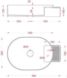 Раковина для ванної ArtCeram Cartesio 58х36 см з отвором під змішувач кераміка шампань CAL001 02;00