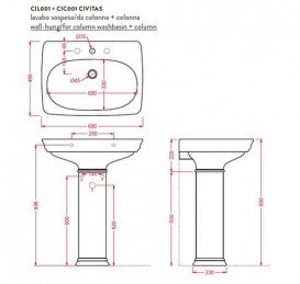 Раковина для ванної ArtCeram Civitas 68х49,5 см білий глянсовий CIL001 01; 00