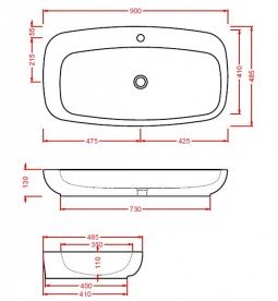 Раковина для ванной ArtCeram Dial 90х48,5 см белый глянцевый DAL004 01;00