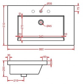 Раковина для ванной ArtCeram Gap 86х51 см белый глянцевый GPL003 01;00