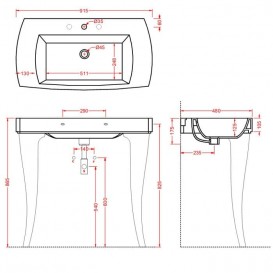 Раковина для ванної ArtCeram Jazz 91,5х48 см чорний глянсовий JZL001 03; 00