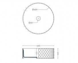 Раковина для ванної ArtCeram Rombo Ø44 см кераміка сіро-синій (denim) OSL009 37;00
