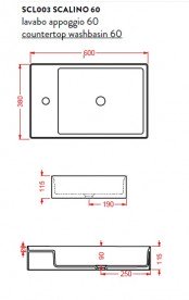 Раковина для ванної ArtCeram Scalino 60х38 см санфарфор сірий SCL003 15; 00