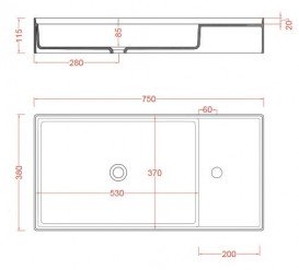 Раковина для ванної ArtCeram Scalino 75х38 см білий глянсовий SCL004 01; 00