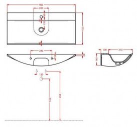 Раковина для ванной ArtCeram The One 90х42 см керамика черный матовый THL002 17;00
