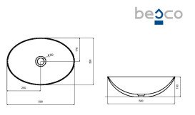 Раковина для ванної Besco Anya 50х35 см сифон клік-клак хром ResiCast Carbon Grey #UMA-50-CGC