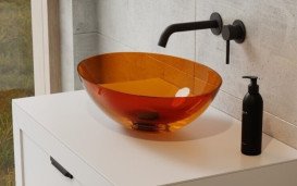 Раковина для ванної Besco Anya 50х35 см сифон клік-клак хром ResiCast Earth Rust #UMA-50-ERC