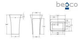Раковина для ванной Besco Assos 40х50х85 см напольная Mineral DuraBe белый матовый #UOMB-AP-WO