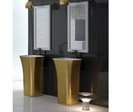 Раковина для ванной Besco Assos S-Line Glam 40х50х85 см напольная Mineral DuraBe золото #UMD-A-WOZ