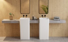 Раковина для ванной Besco Aygo 40х40х85 см напольная Solid Surface белый матовый #UAS-A-WOC