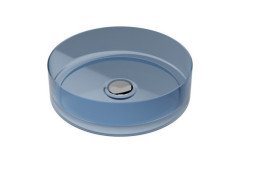 Раковина для ванной Besco Enya ⌀36 см сифон клик-клак хром ResiCast Blue Wave #UME-36-BWC