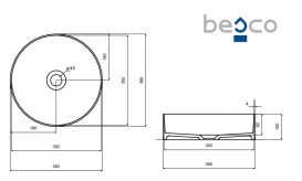 Раковина для ванної Besco Enya ⌀36 см сифон клік-клак хром ResiCast Earth Rust #UME-36-ERC