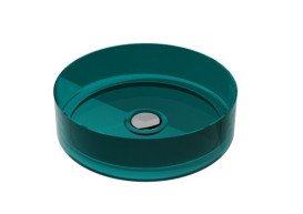 Раковина для ванної Besco Enya ⌀36 см сифон клік-клак чорний мат ResiCast Ocean Breeze #UME-36-OBB