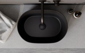 Раковина для ванной Besco Lova Cera-Line 46х31 см керамика CeraBe матовый черный UNCM-46-LOC