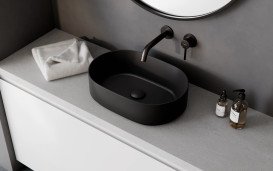 Раковина для ванной Besco Lova Cera-Line 46х31 см керамика CeraBe матовый черный UNCM-46-LOC