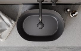 Раковина для ванной Besco Lova Cera-Line 46х31 см керамика CeraBe матовый оружейный металл UNCM-46-LOGM