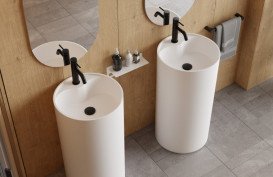 Раковина для ванної Besco Lumen 45х45х85 см на підлогу Solid Surface білий матовий #UAS-L-WO