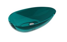 Раковина для ванної Besco Neya 60х35 см сифон клік-клак білий ResiCast Ocean Breeze #UMN-60-OBW