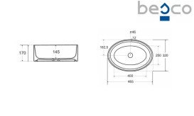 Раковина для ванної Besco Uniqa 32х46х17 см Mineral DuraBe чорний матовий/білий глянсовий #UMMC-U-NBB