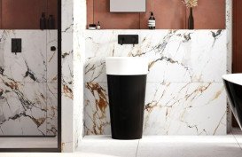 Раковина для ванной Besco Uniqa 32х46х84 см напольная Mineral DuraBe черный глянцевый/белый глянцевый #UMD-U-WBW