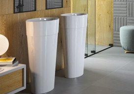 Раковина для ванної Besco Uniqa 32х46х84 см підлогова Mineral DuraBe білий глянсовий #UMD-U-WO