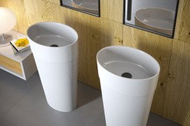 Раковина для ванної Besco Uniqa 32х46х84 см підлогова Mineral DuraBe білий матовий #UMMB-U-WOW