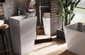 Раковина для ванной Besco Vera 40х50х85 см напольная Mineral DuraBe белый глянцевый #UMD-V-WO