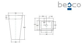 Раковина для ванной Besco Vera 40х50х85 см напольная Mineral DuraBe белый глянцевый #UMD-V-WO