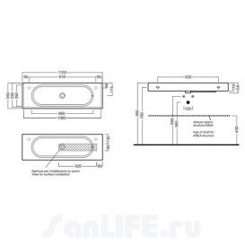 Раковина для ванної без отворів 110х35 см Hatria AREA Y0W501