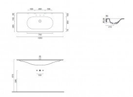 Раковина для ванної Catalano Horizon 125х50 см кераміка білий матовий 1125HZBM