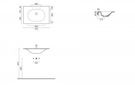 Раковина для ванної Catalano Horizon 75х50 см кераміка білий глянцевий 175HZ00