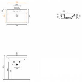 Раковина для ванной Catalano New Zero 75х50 см керамика черный матовый 175ZPNS