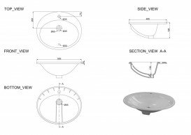 Раковина для ванной Devit Ovale врезная 55.5х48.5 см санфаянс белый 1522136