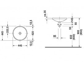 Раковина для ванной Duravit Architec под столешницу Ø44,5 см керамика белый 0319420000