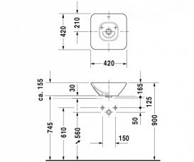 Раковина для ванної Duravit Bacino 42х42 см кераміка білий 0333420000