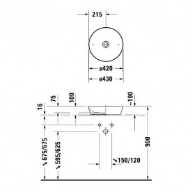 Раковина для ванной Duravit Cape Cod Ø43 см керамика белый/белый шелковисто-матовый 2328432600