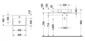 Раковина для ванной Duravit DuraSquare 45х35 см накладная керамика белый 0732450071