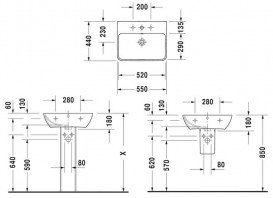 Раковина для ванной Duravit ME by Starck 55х44 см керамика белый Alpin 2335550000