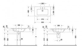 Раковина для ванної Duravit ME by Starck 83х49 см кераміка білий Alpin 2336830000