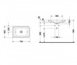 Раковина для ванної Duravit PuraVida накладна 70х46,5 см кераміка білий 0369700000